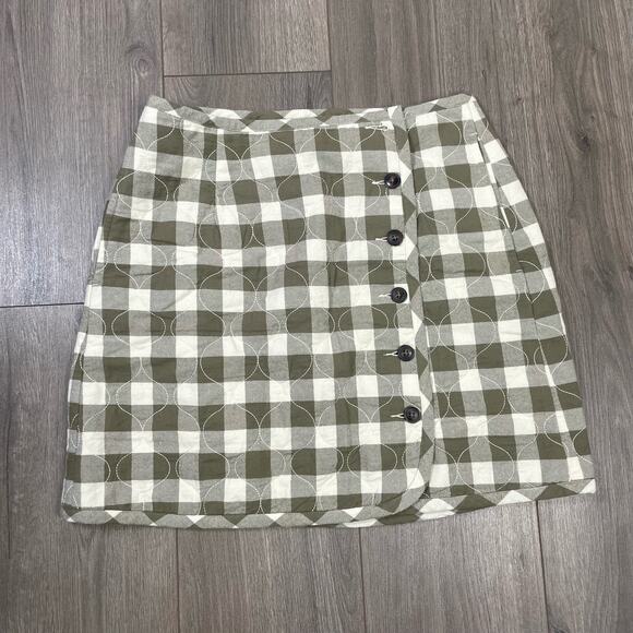 Madewell Curvy Quilted Flannel Gingham Check Mini Skirt US Women's 4 New - Picture 2 of 8